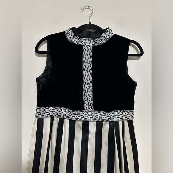 Vintage 70s Handmade Mod Sleeveless Maxi Column Dress Striped - Picture 2 of 4